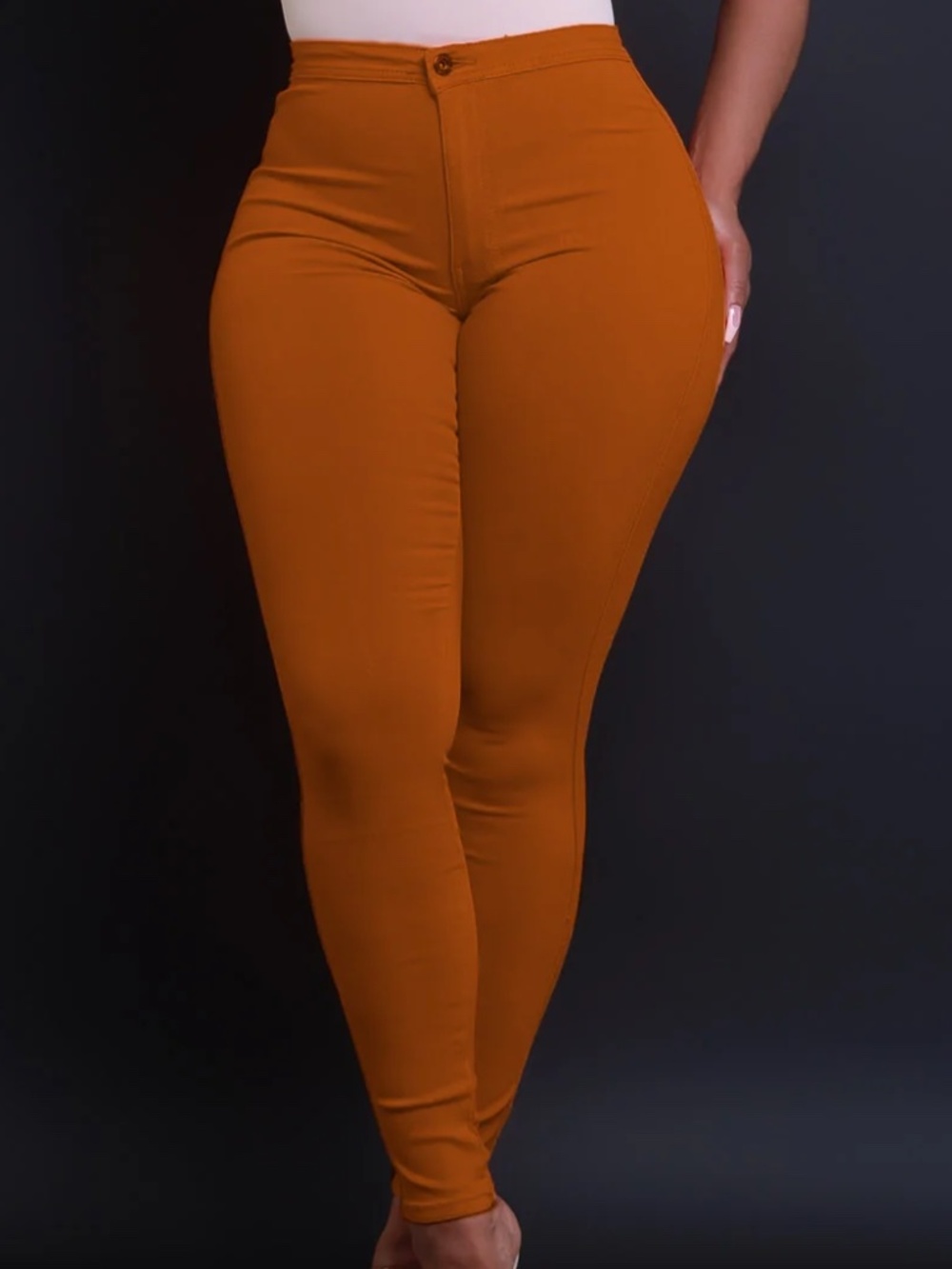 Boutique | Tan Caramel Stretchy High Waist Jeans